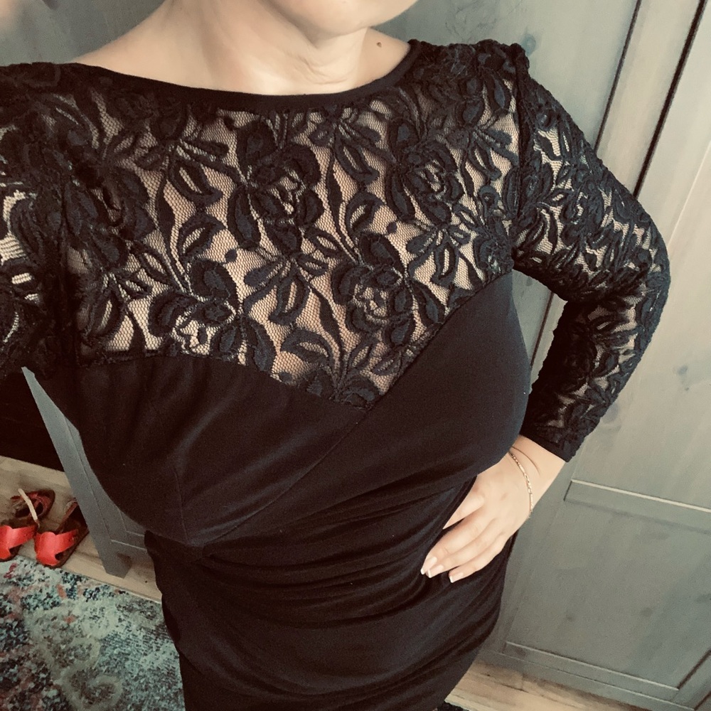 Lace top black elegant dress